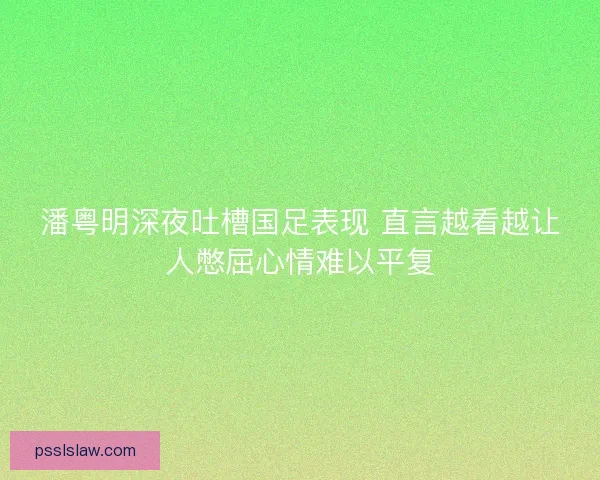 潘粤明深夜吐槽国足表现 直言越看越让人憋屈心情难以平复